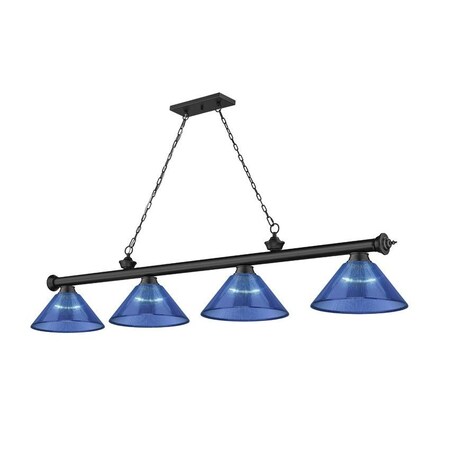 Z-Lite Cordon 4 Light Billiard, Matte Black & Dark Blue 2306-4MB-ARDB